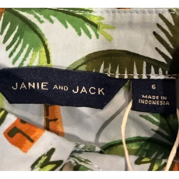 NWT- Light Blue Palm Tree Shirt and Swim Trunks by Janie and Jack - Picture 3 of 7